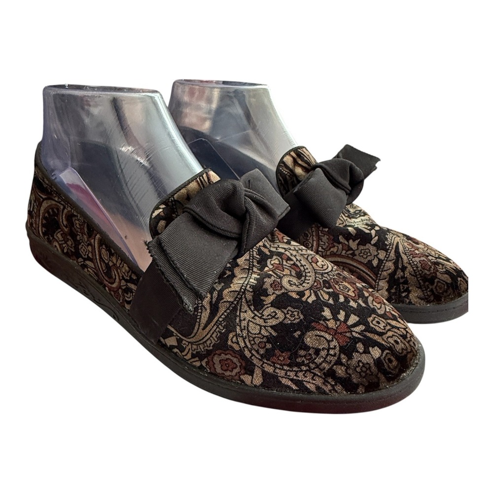 Soft Style Hush Puppies Paisley Velvet‎ Bow Loafers Brown Black HSS1451-006 7.5